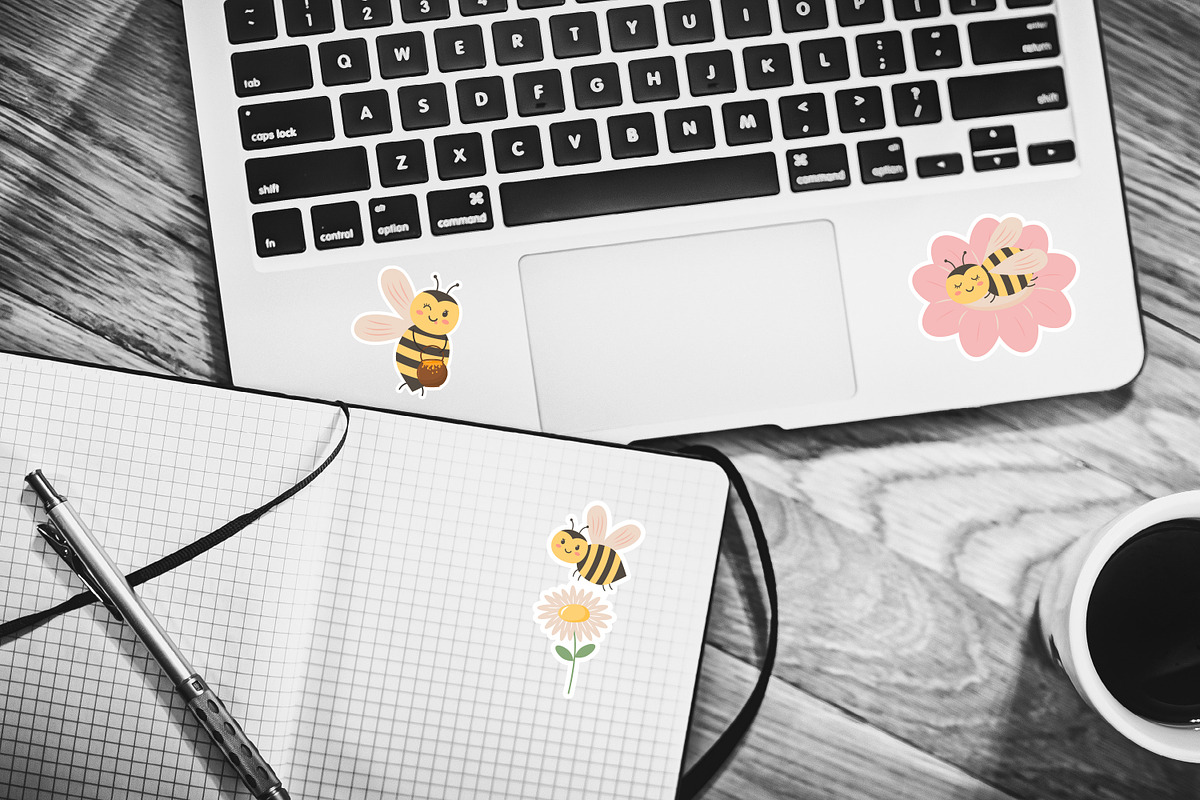 Cute bee stickers, an Animal Illustration by JulyGart (Photo 3 of 3)