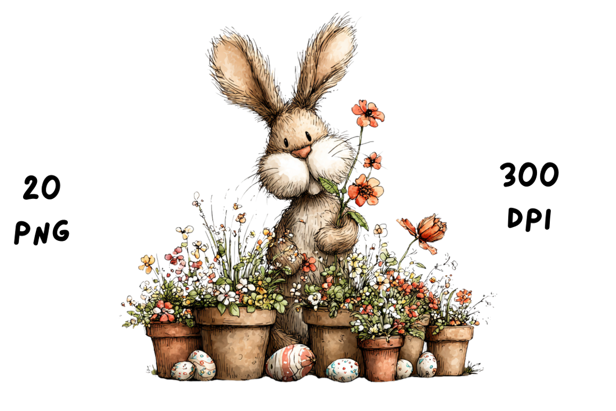 Whimsical Floral Easter Rabbit, an Animal Illustration by GiraffeCreative (Photo 18 of 20)