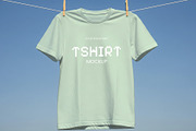 Hanging T-Shirt Mockup on Rope, a Shirt Mockup by graphypix (Thumbnail 1 of 4)