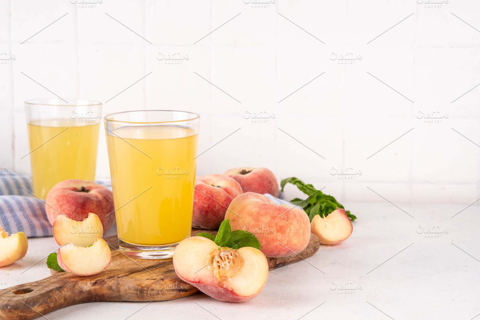 Flat chinese donuts fig peach juice, a Food & Drink Photo by Rimma