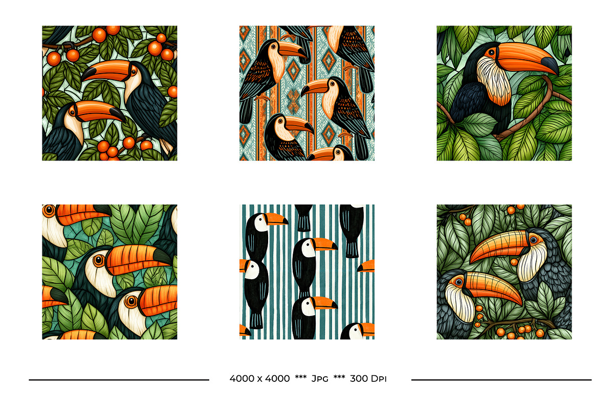 Toucans Retro Art Style Designs, a Pattern Graphic by karenfoleyphoto (Photo 10 of 13)