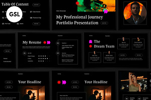 Black Portfolio Google Slide, a Presentation Template by graphicook