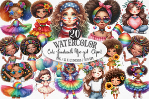 Cute Juneteenth Afro Girl Clipart, an Illustration by Designking