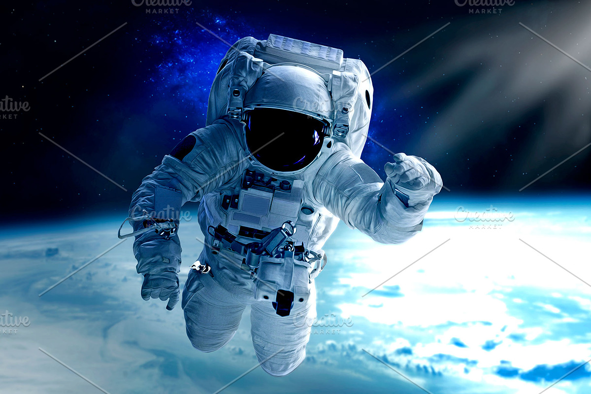 Astronaut in space, an Illustration by Psychopicture