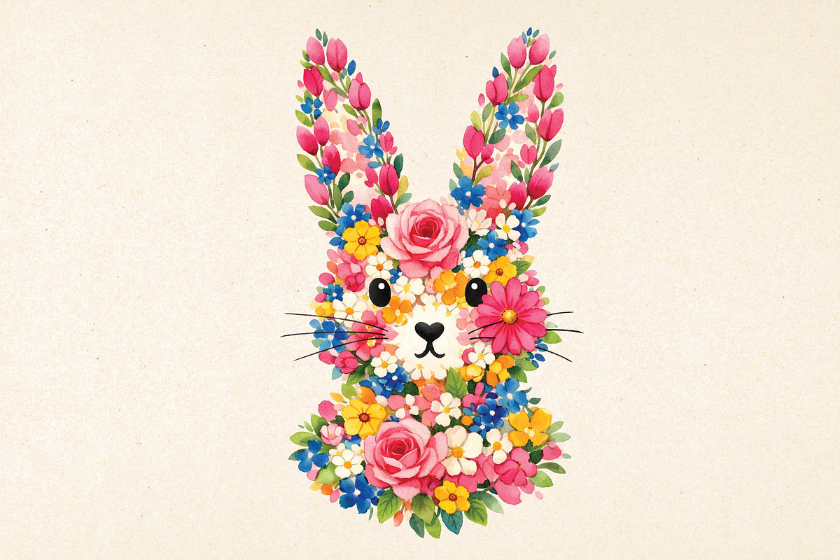 Easter Floral Bunny Png, Easter Png, an Illustration by DreamPrint404 (Photo 1 of 6)