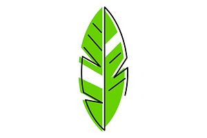 Stylized banana palm leaf., a Seasonal Illustration by incomible