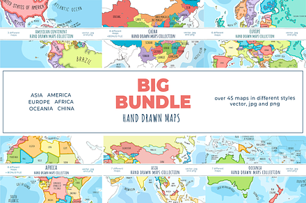 Big bundle of hand drawn maps