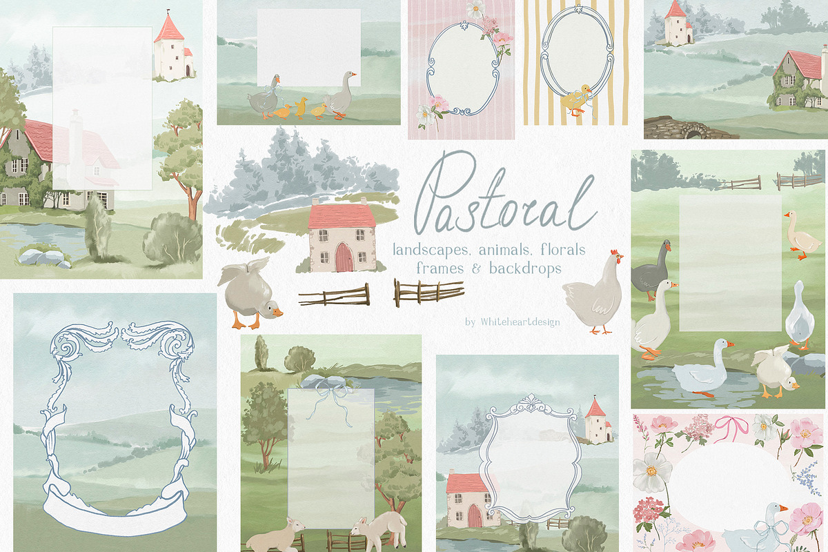 Cottagecore PNG Frames Illustrations, a Decorative Illustration by whiteheartdesign (Photo 1 of 19)