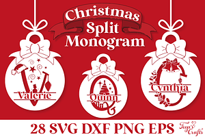 Round Christmas Monogram Vector Pack