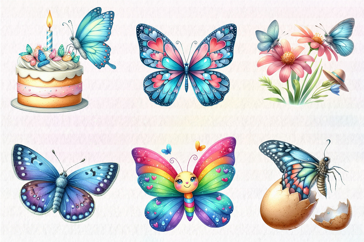 Watercolor Spring Butterfly Clipart, an Illustration by CreationArt (Photo 2 of 5)