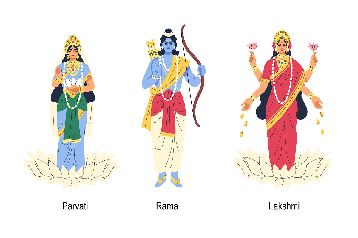 Hindu gods and goddesses set, a Person Illustration by Good Studio (Photo 3 of 9)