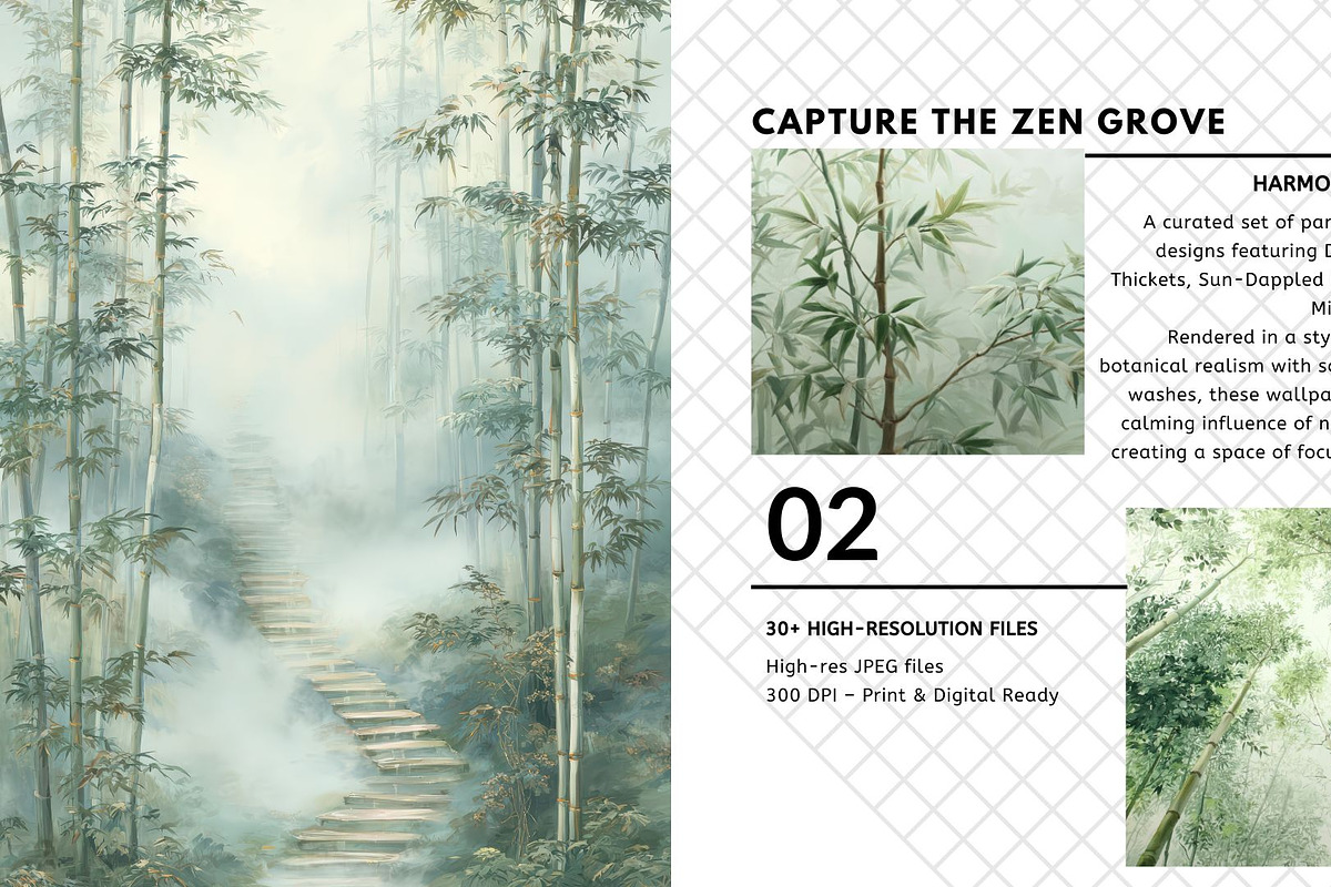 30+ Serene Bamboo & Mist Wallpapers, a Decorative Illustration by Virgo Studio (Photo 3 of 6)