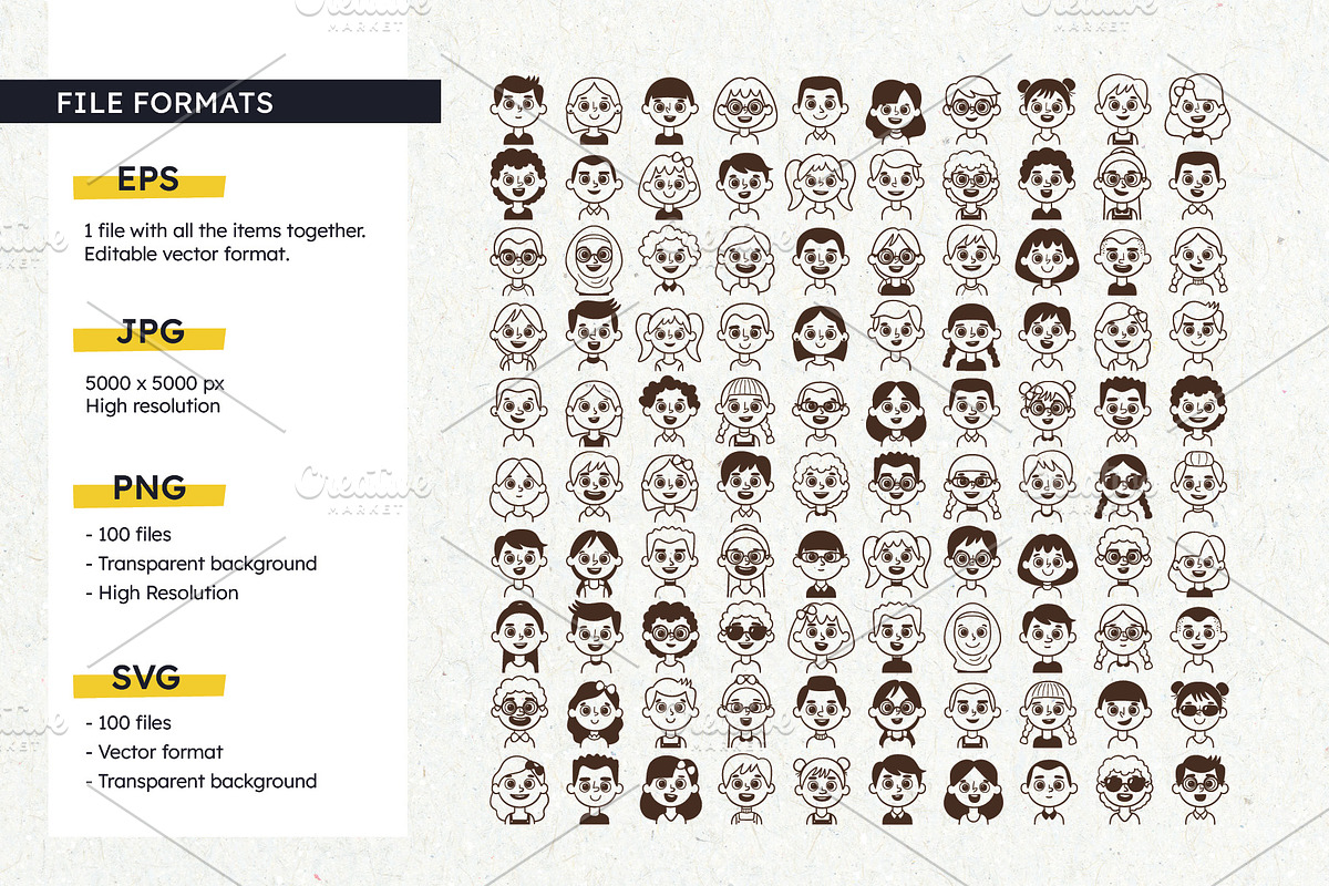 Kids Avatar Set, a Person Illustration by insemar (Photo 3 of 4)