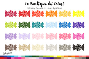 50 Rainbow Candy Swirl Clip Art