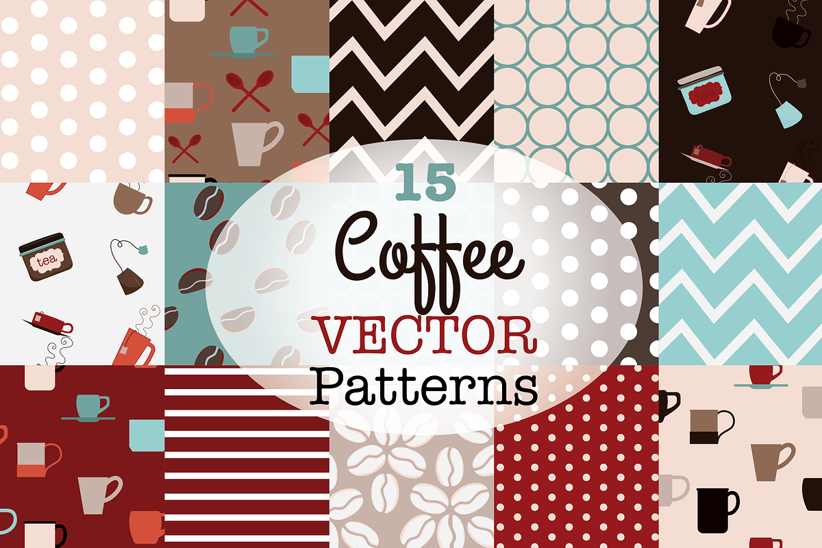 Coffee and Tea Vector Patterns, a Pattern Graphic by Digibonbons (Photo 1 of 2)
