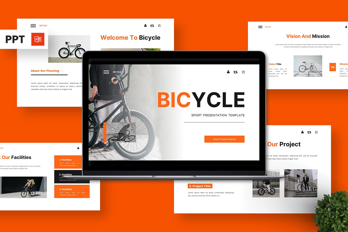 Bicycle - Sport Powerpoint, a Presentation Template by Deepslide Studio (Photo 1 of 6)