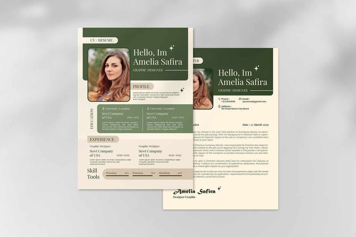 Creative Resume & Cover Letter, a Resume Template by SquidPixey (Photo 1 of 6)