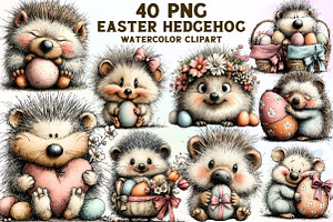 Whimsical Easter Hedgehog Clipart, an Illustration by Sublimation Artist