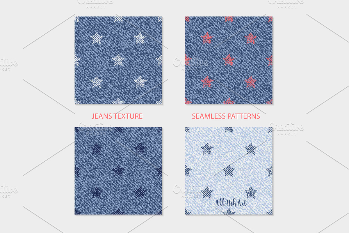 Denim Stars Texture Seamless Pattern, a Pattern Graphic by AllNikArt (Photo 3 of 4)
