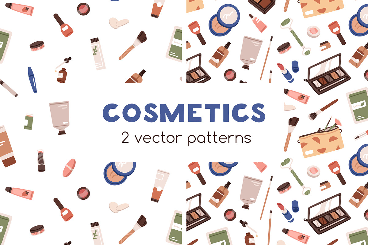 Makeup cosmetics seamless patterns, a Pattern Graphic by Good Studio (Photo 1 of 6)
