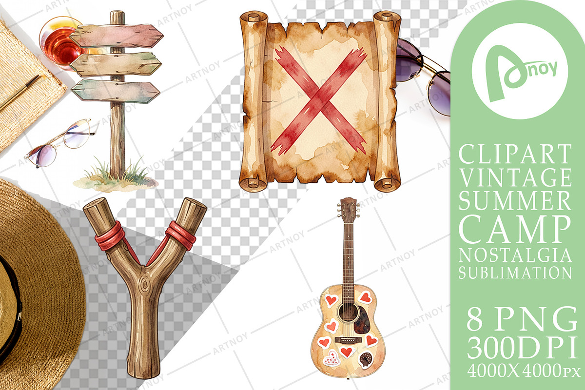 Vintage Summer Camp Sublimation, a Decorative Illustration by Artnoy (Photo 10 of 18)