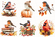Watercolor Autumn Birds Clipart, an Illustration by OK Design (Thumbnail 5 of 5)