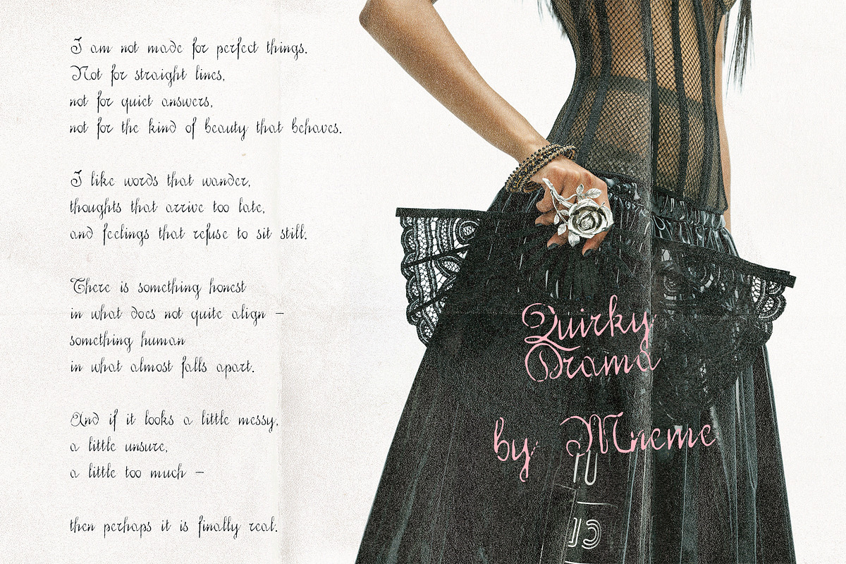Quirky Drama: Expressive Script Font, a Script Font by Mneme (Photo 3 of 8)