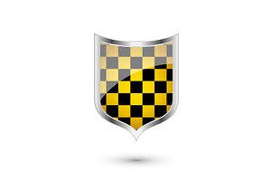 Glossy shield with yellow and black, an Object Illustration by 32pixels