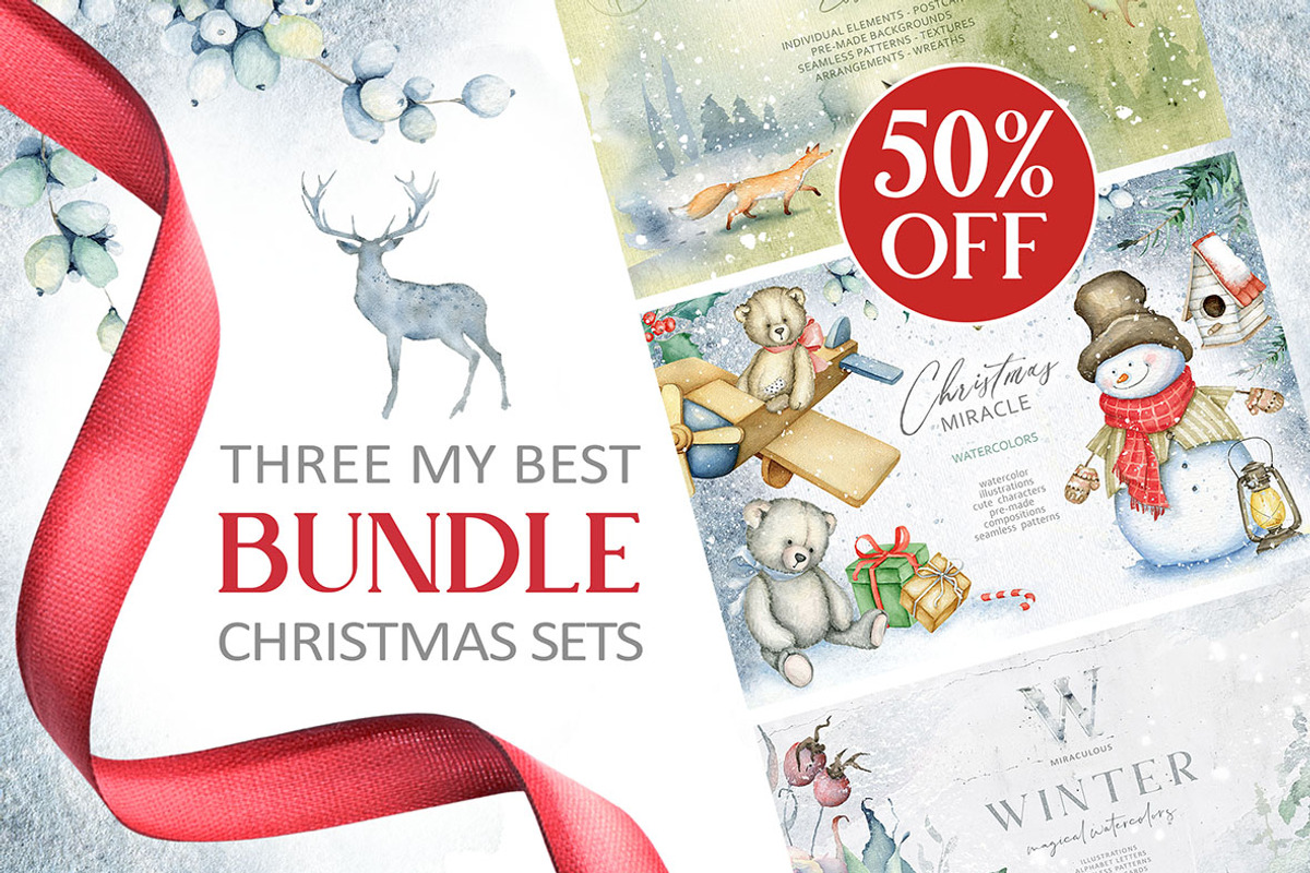 3 in 1 Christmas BUNDLE 50% OFF, a Decorative Illustration by Eva Katerina (Photo 1 of 45)