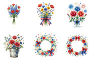 4th of July Flowers Clipart, a Seasonal Illustration by Designking (Thumbnail 3 of 5)