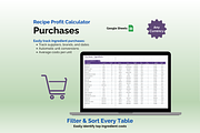 Recipe Profit Tool - Google Sheets, an App Template by Ardent Workshop (Thumbnail 3 of 5)