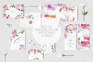 Set of Watercolour Wedding Cards, an Invitation Template by Karma