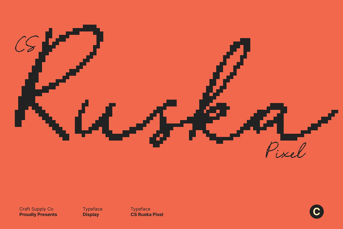 CS Ruska Pixel, a Script Font by Craft Supply Co. (Photo 1 of 8)