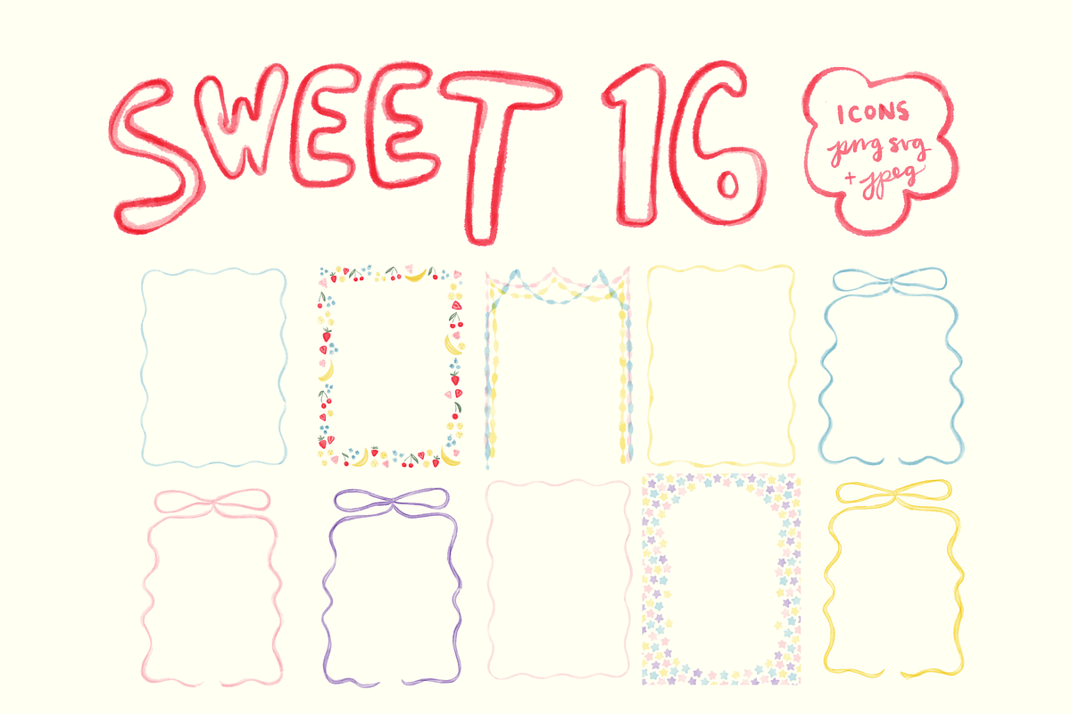 Sweet 16 Clipart Set, an Icon by Jordyn Grace Design (Photo 3 of 7)
