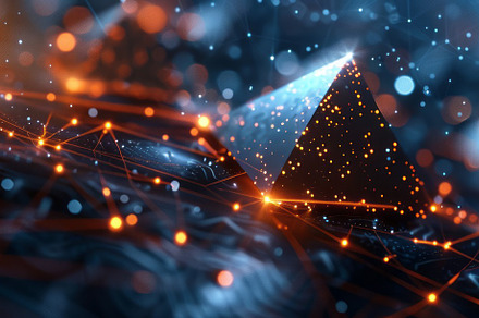 Dark Background With Triangles and Lights, a Background Photo by ImageMir