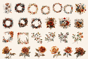 TERRACOTTA WEDDING FLORAL CLIPART