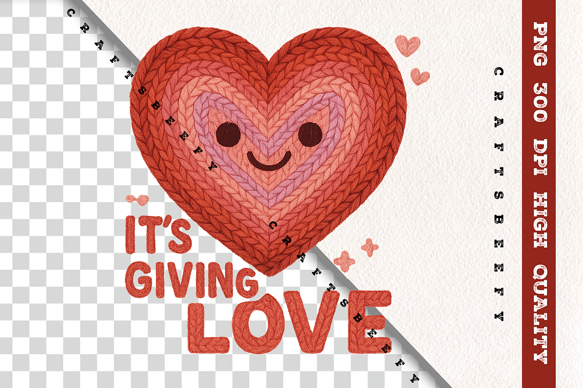 Crochet Heart PNG It's Giving Love, an Object Illustration by Craftsbeefy (Photo 1 of 5)