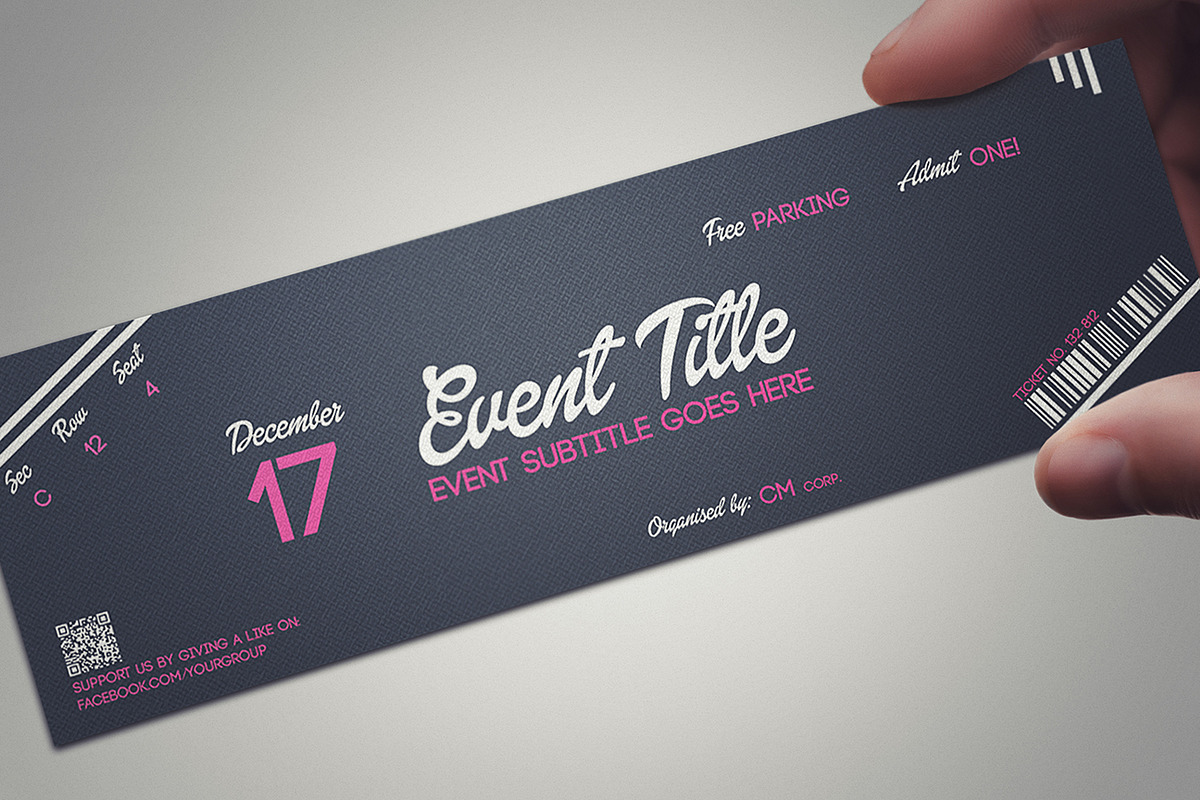PINK DREAM ticket template, a Card Template by Tzochko (Photo 1 of 5)
