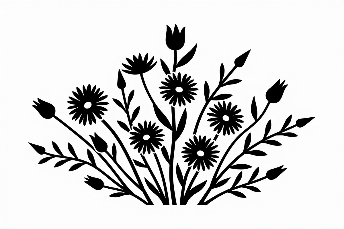 Elegant Wildflower Silhouette Bundle, an Illustration by Creativeshirt (Photo 7 of 13)