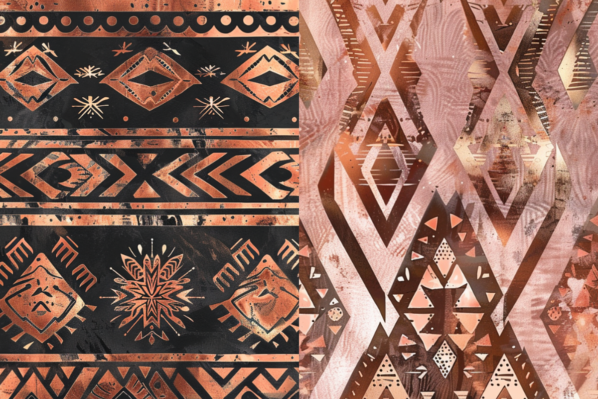 Rose Gold Tribal Seamless Patterns, a Pattern Graphic by PrintablesByFranklyn (Photo 5 of 6)