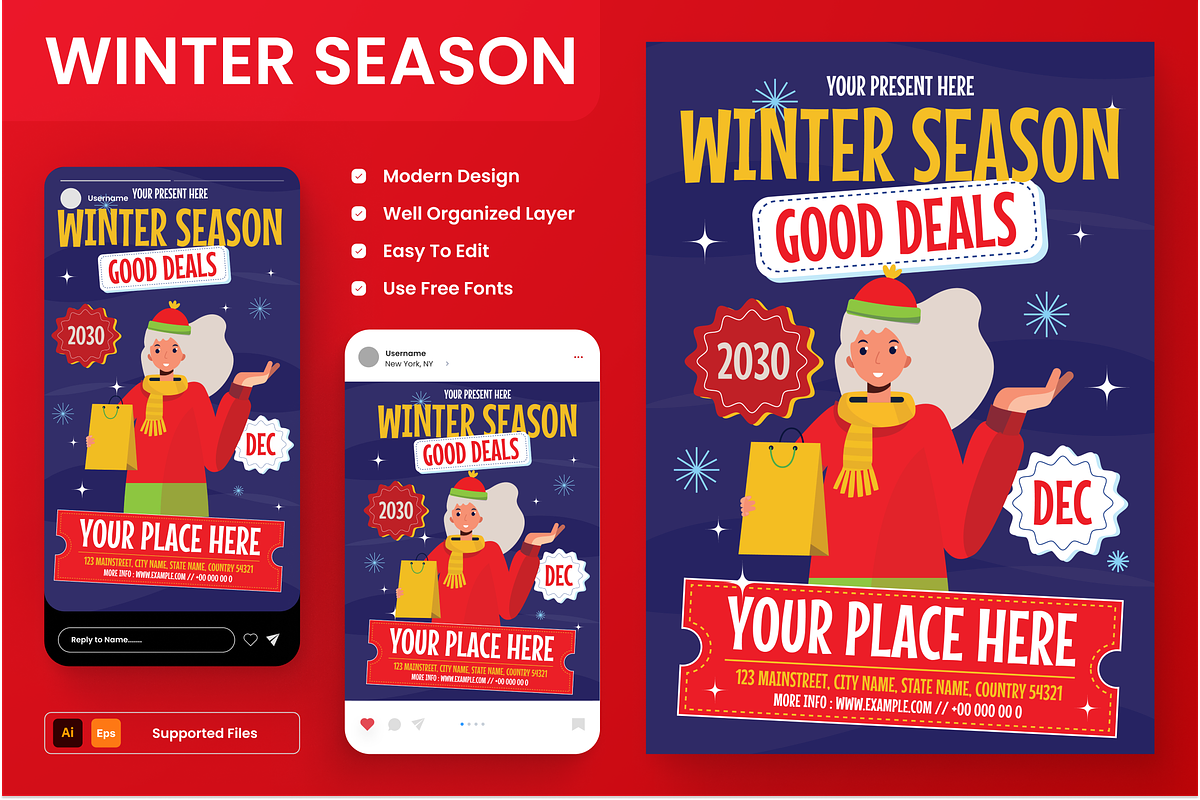 Winter Season Good Deals Flyer Set, a Flyer Template by Annora Studio (Photo 1 of 6)