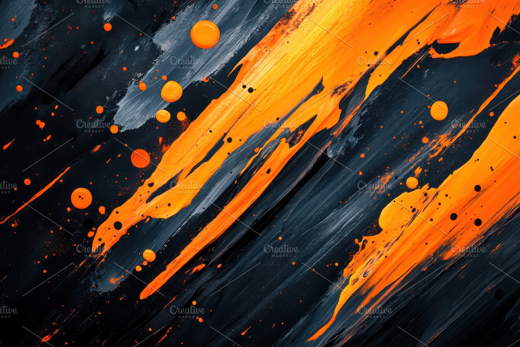Abstract orange and black paint stro, a Photo by Pixeness Studio
