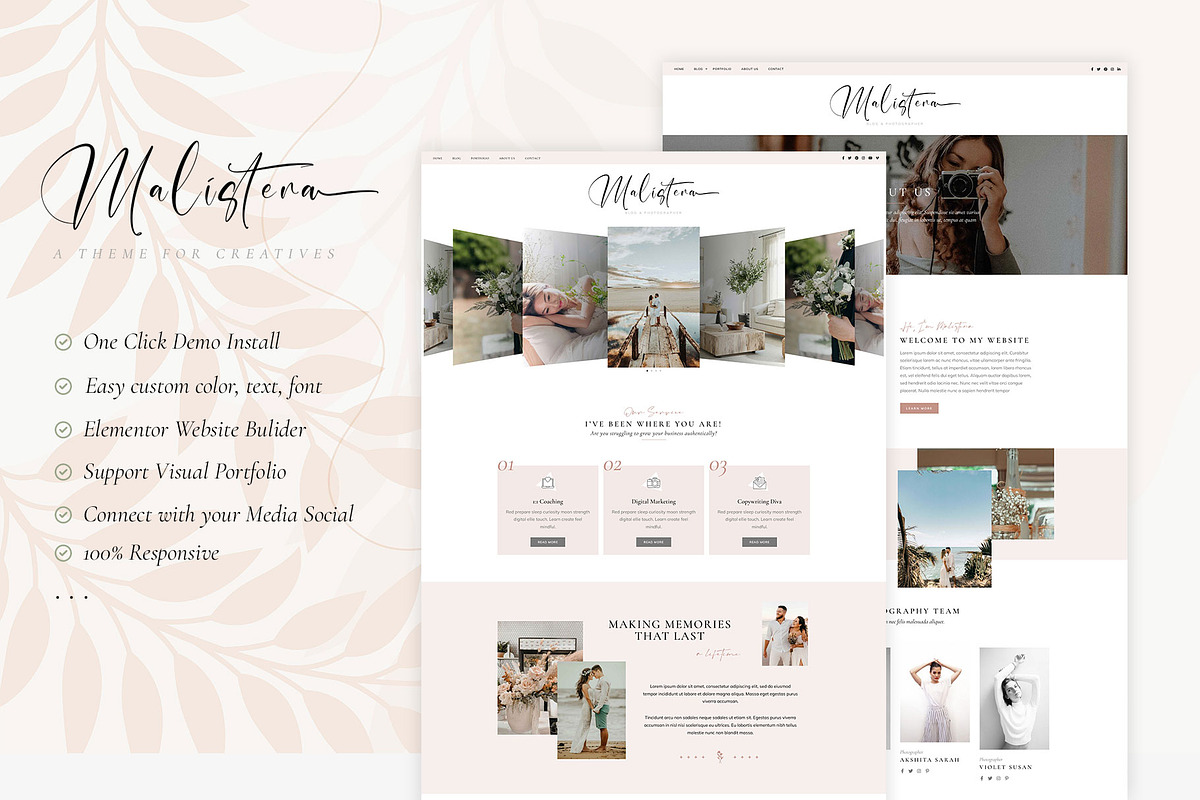 Malistena - Blog & Photographer WP, a WordPress Template by azuratheme (Photo 1 of 4)