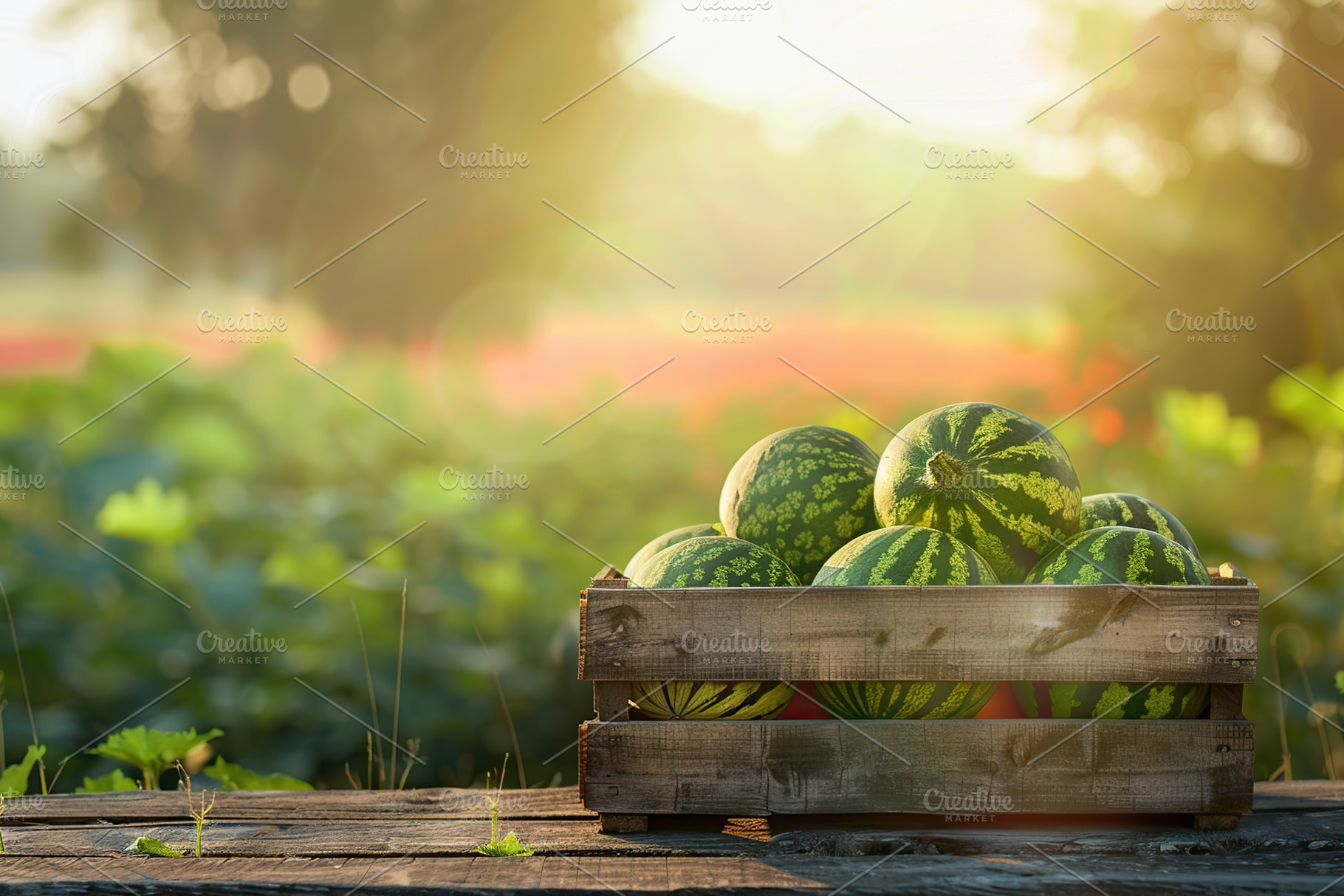 Watermelons in wooden crate, a Food & Drink Photo by AlyaAnd