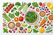 39 Vector Healthy Food Ingredients, an Object Graphic by adenpinkstore (Thumbnail 14 of 16)