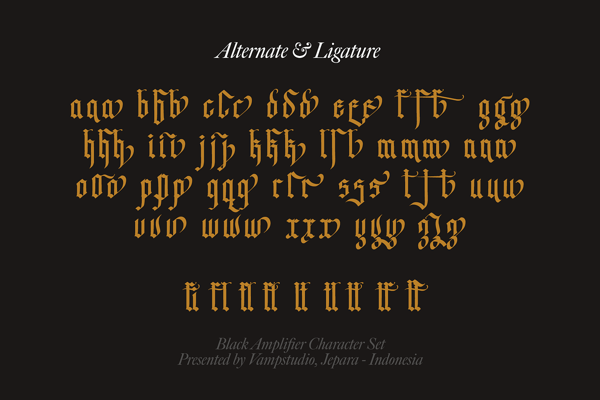 Black Amplifier Blackletter Font, a Blackletter Font by Vampstudio (Photo 11 of 13)