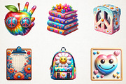 Groovy School Clipart Bundle, Retro, an Illustration by RobertsArt (Thumbnail 5 of 7)