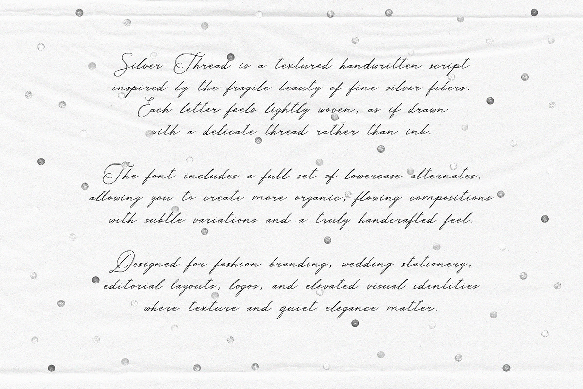 Silver Thread Textured Script Font, a Script Font by AnMark (Photo 3 of 10)