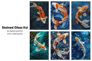 Stained Glass Koi Illustrations