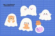 Cute Halloween Cat and Ghost Clipart, an Illustration by Nattapohncha (Thumbnail 2 of 4)